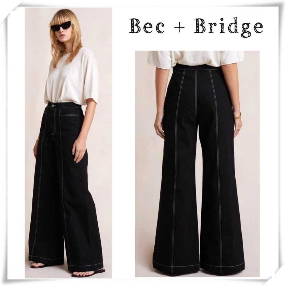 Bec + Bridge Roberta High Rise Wide Leg Jeans in Black Size 4
